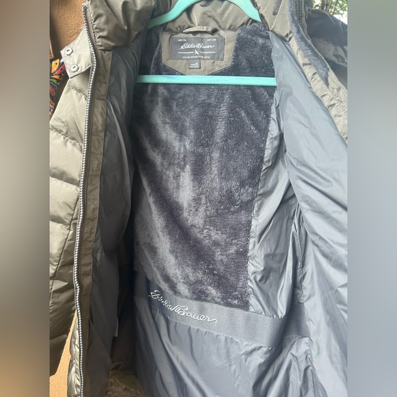 NWT EDDIE BAUER Sun Valley 650 Down Parka Jacket Fur Hood Taupe women’s Medium - Picture 10 of 15